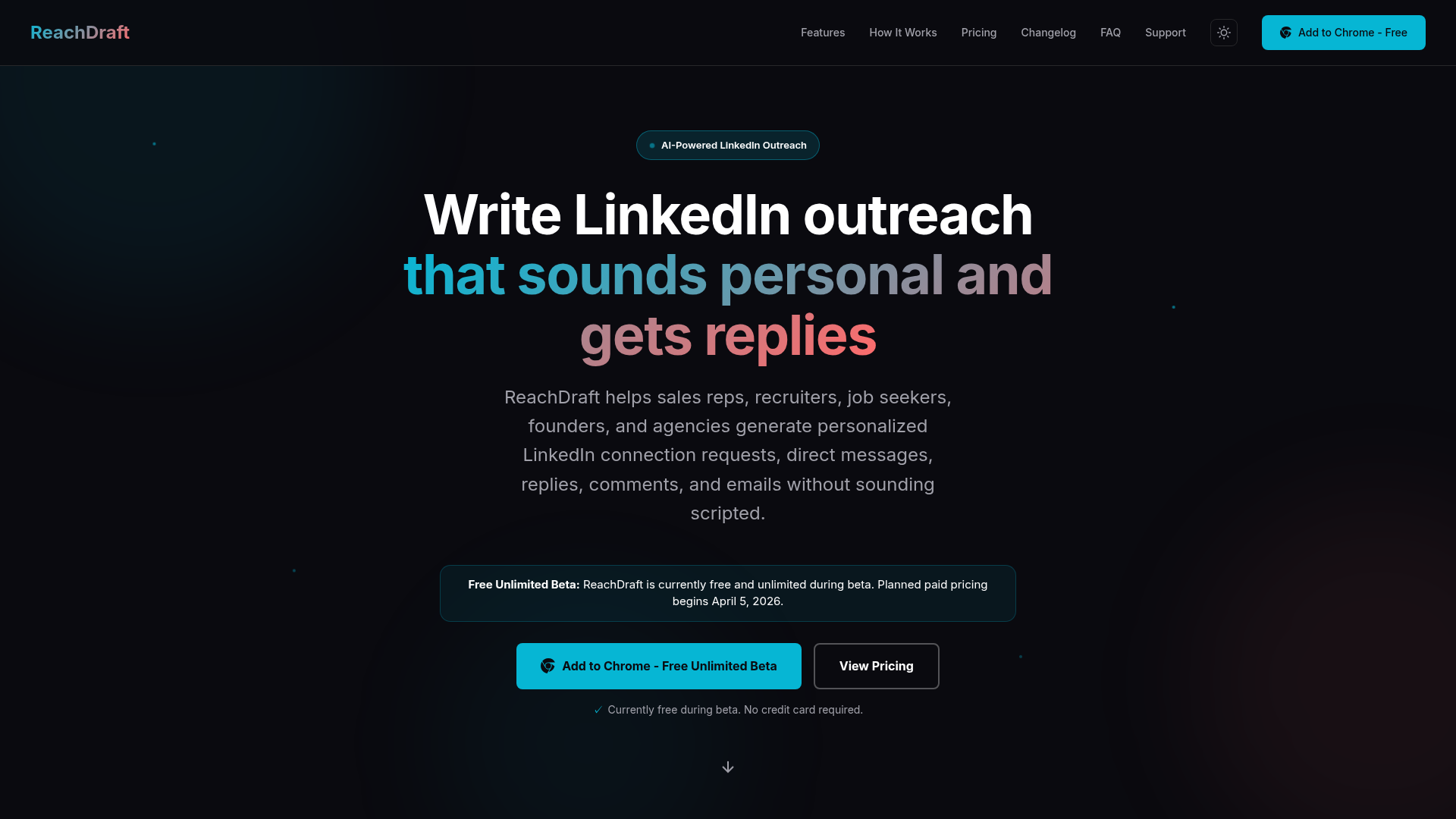 ReachDraft website screenshot